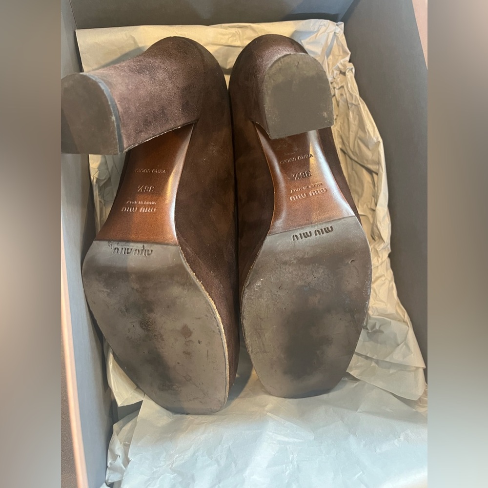 Miu Miu // Platform And Stacked Almond Toe Pump /… - image 8